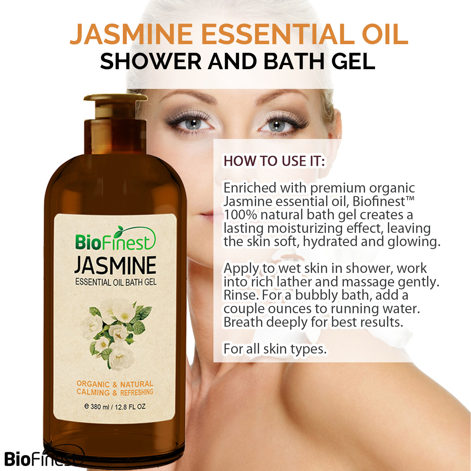 Jasmine Essential Oil Shower Gel Premium Grade Best For Deep Cleansing And Dry Skins